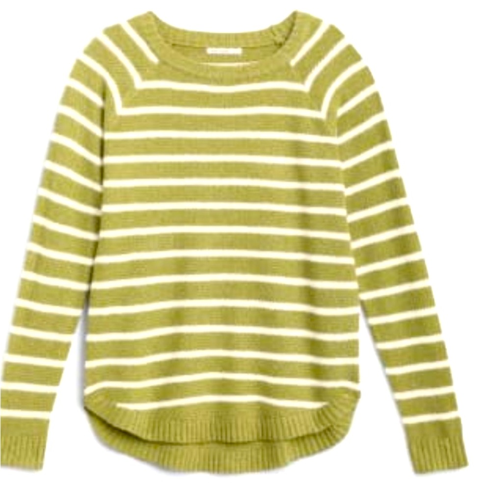 Green and white striped sweater